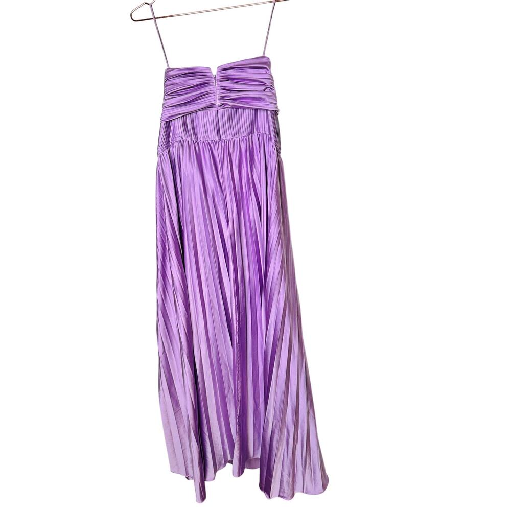 AMUR Purple Satin Sweetheart Neckline A-Line Stef Pleated Gown Dress Size 14 - Picture 6 of 16